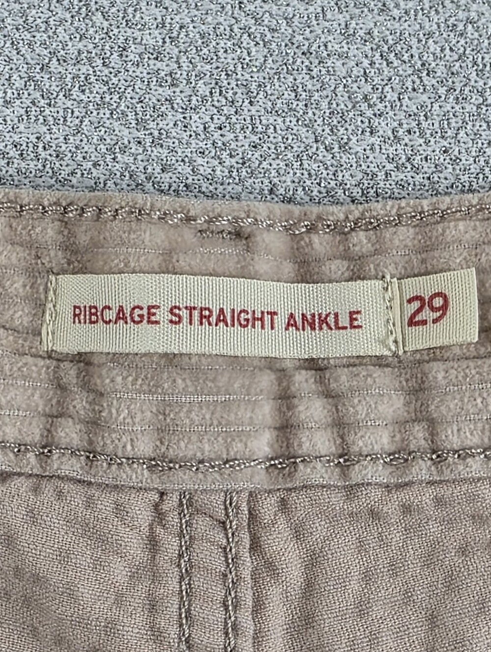 Levi's Ribcage Straight Button Fly Corduroy Pants Jeans Beige Wmn's 29 - Picture 2 of 10